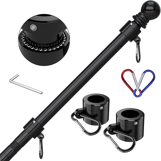 6FT Black Stainless Steel Flag Pole – Tangle-Free, Outdoor Flagpole Kit (No Bracket)