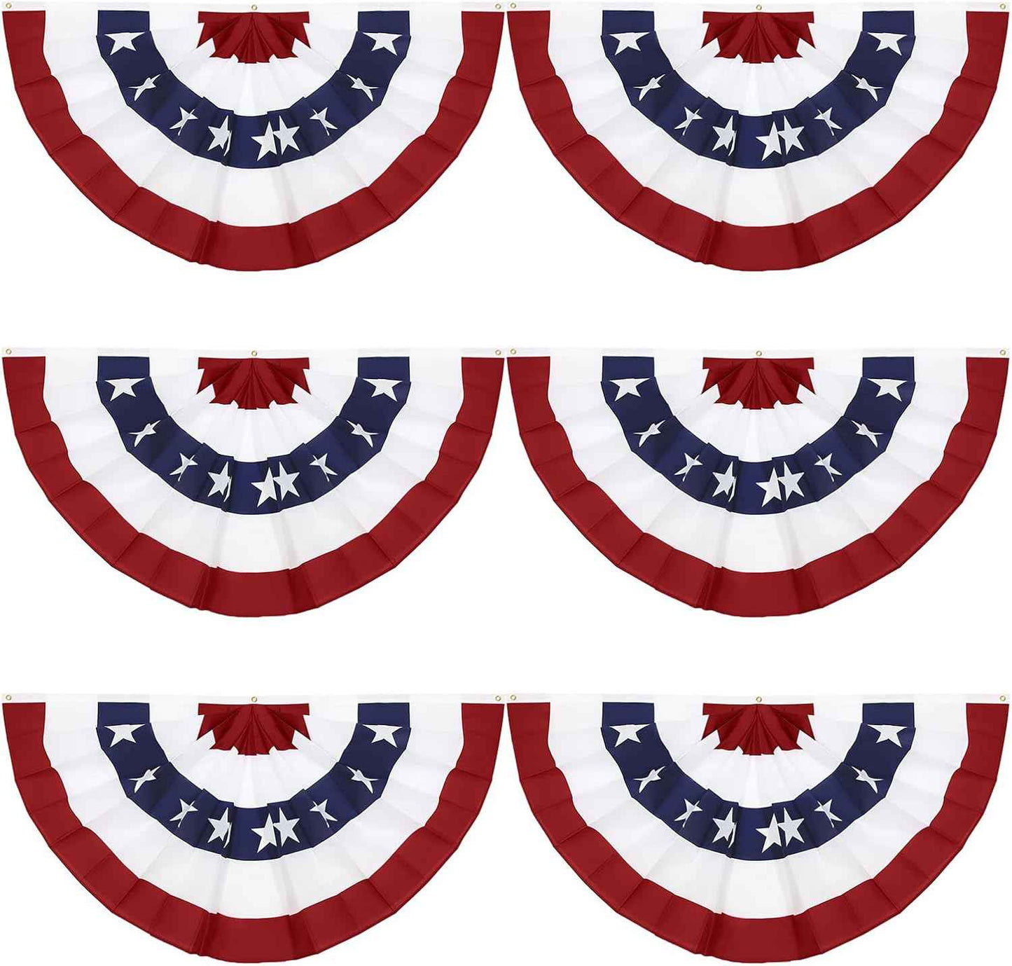 American Pleated Fan Flag – Patriotic Half Fan Bunting for America 250 Celebrations