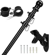 Wall Mount Flag Holder 6Ft Retractable Outdoor Flagpole Kit with Bracket Base