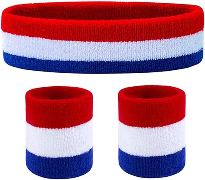 American Flag Sweat Band Headband & Wristbands Set