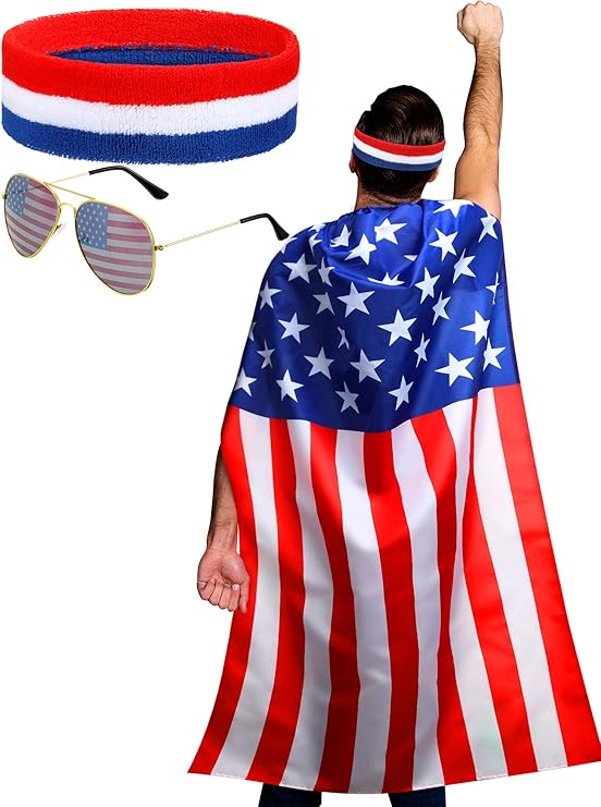 American Flag Sweat Band Headband & Wristbands Set