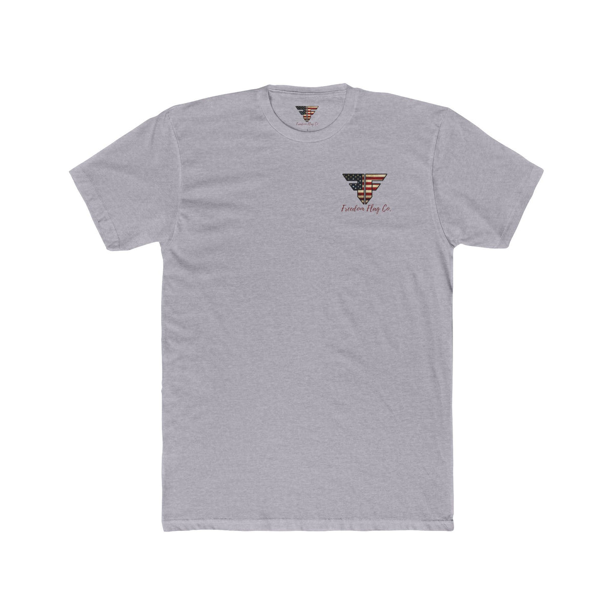 Freedom Loaded distressed Stars and Stripes crew tee product mockup