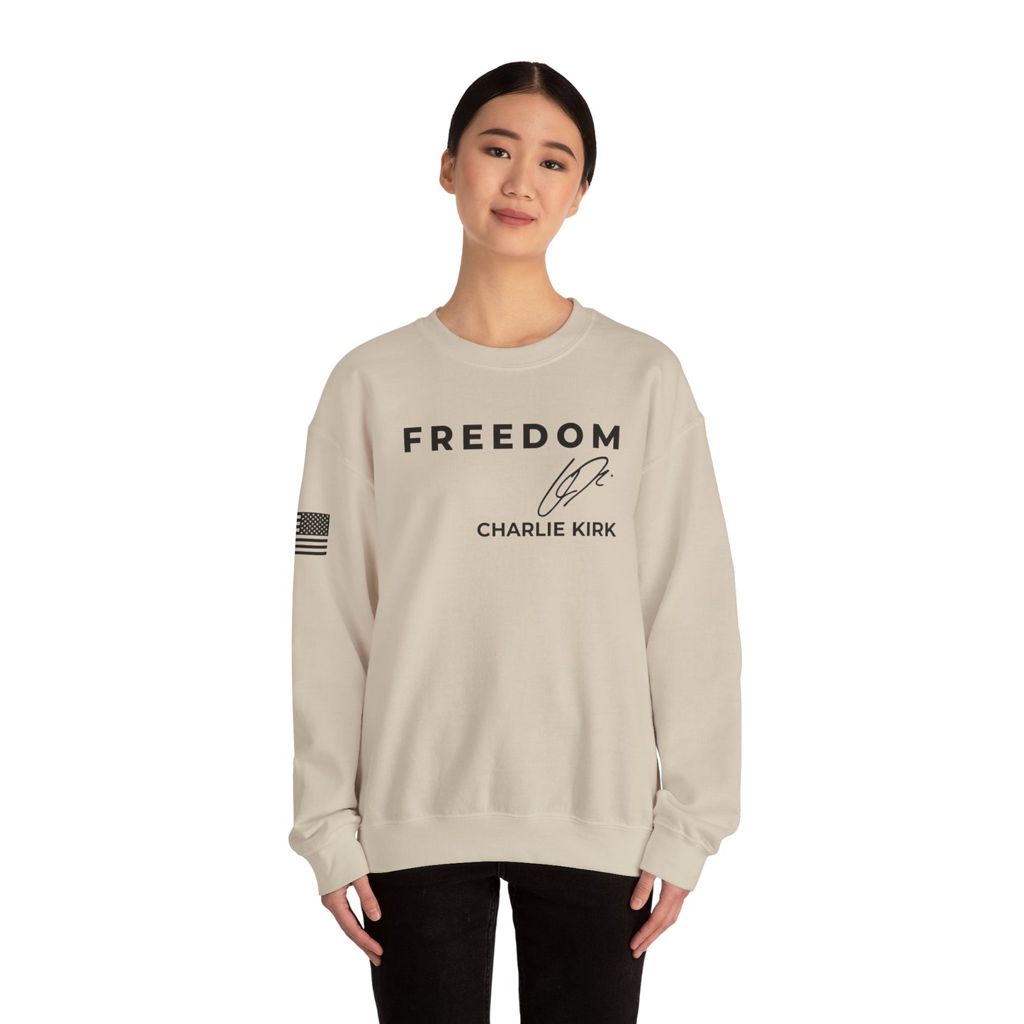 Charlie Kirk Signature Sweatshirt – Unisex Patriotic Freedom Crewneck Turning Point USA