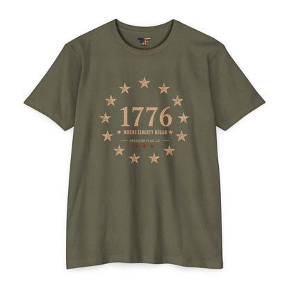 1776 Unisex Patriotic T-Shirt – Where Liberty Began Vintage America Tee | Freedom Flag Co.