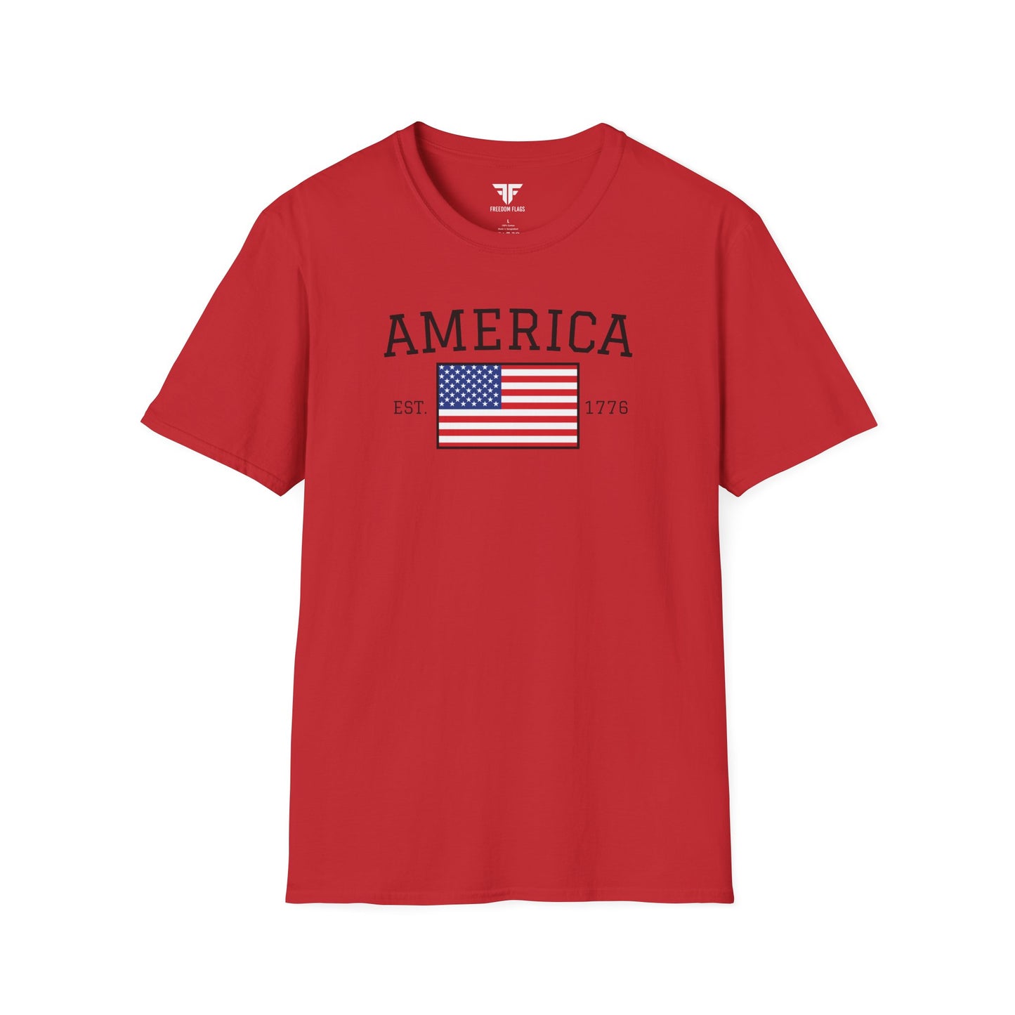 Unisex America T-Shirt – Est. 1776 Patriotic USA Flag Shirt by Freedom Flags - Freedom Flag Co.
