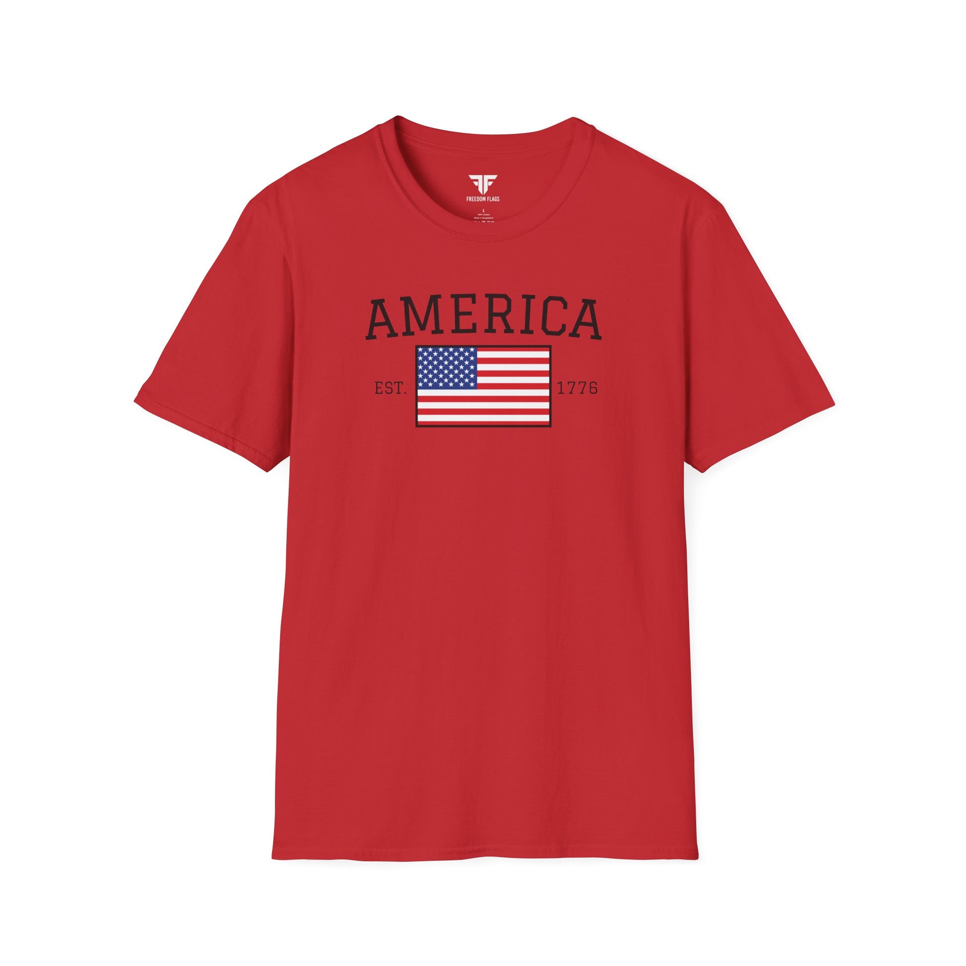 Unisex America T-Shirt – Est. 1776 Patriotic USA Flag Shirt by Freedom Flags - Freedom Flag Co.