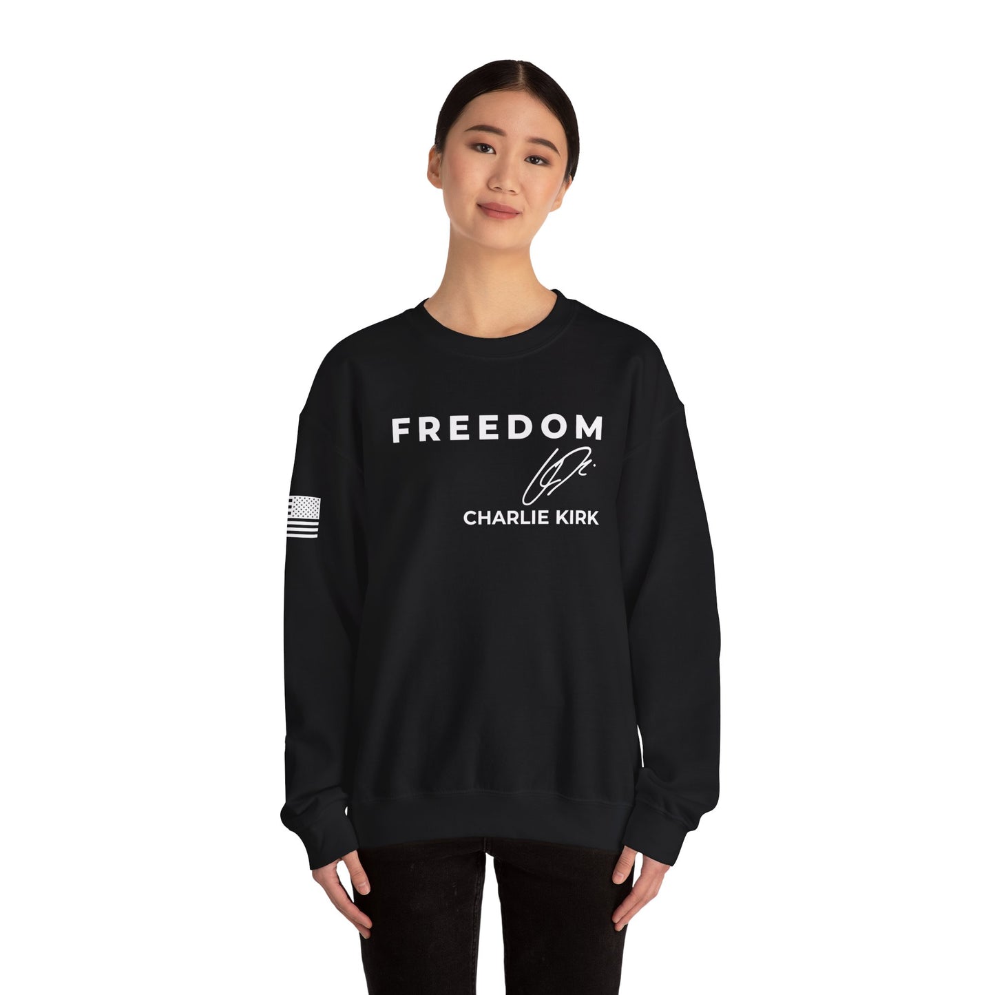 Charlie Kirk Signature Sweatshirt – Unisex Patriotic Freedom Crewneck Turning Point USA