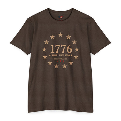 1776 Unisex Patriotic T-Shirt – Where Liberty Began Vintage America Tee | Freedom Flag Co.