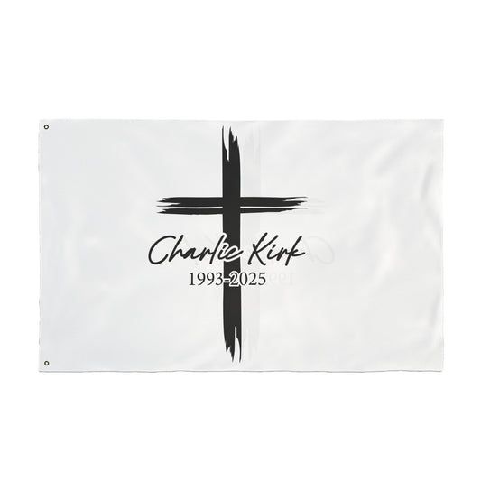 Christian Prayer Cross Tribute Flag – Charlie Kirk Memorial (1993–2025)