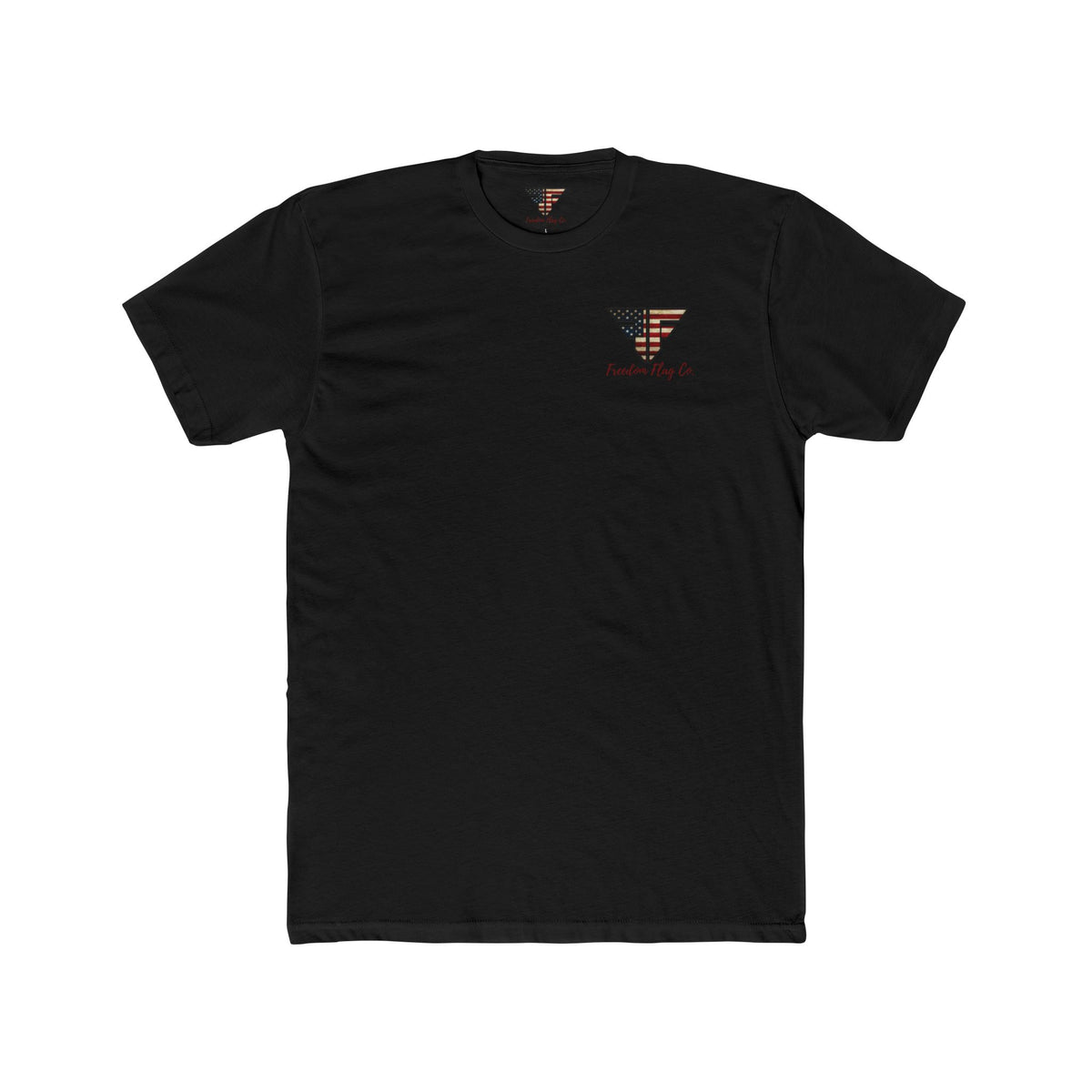 Freedom Loaded distressed Stars and Stripes crew tee product mockup