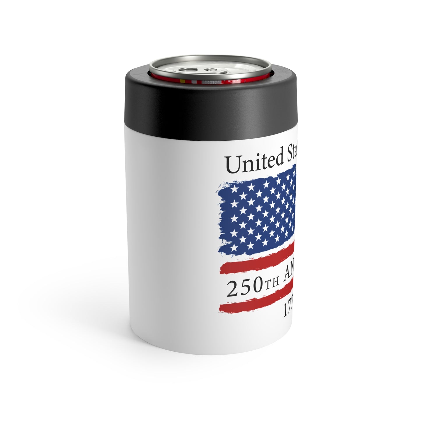1776–2026 250th Anniversary American Flag Can Cooler | America 250 Patriotic Can Holder