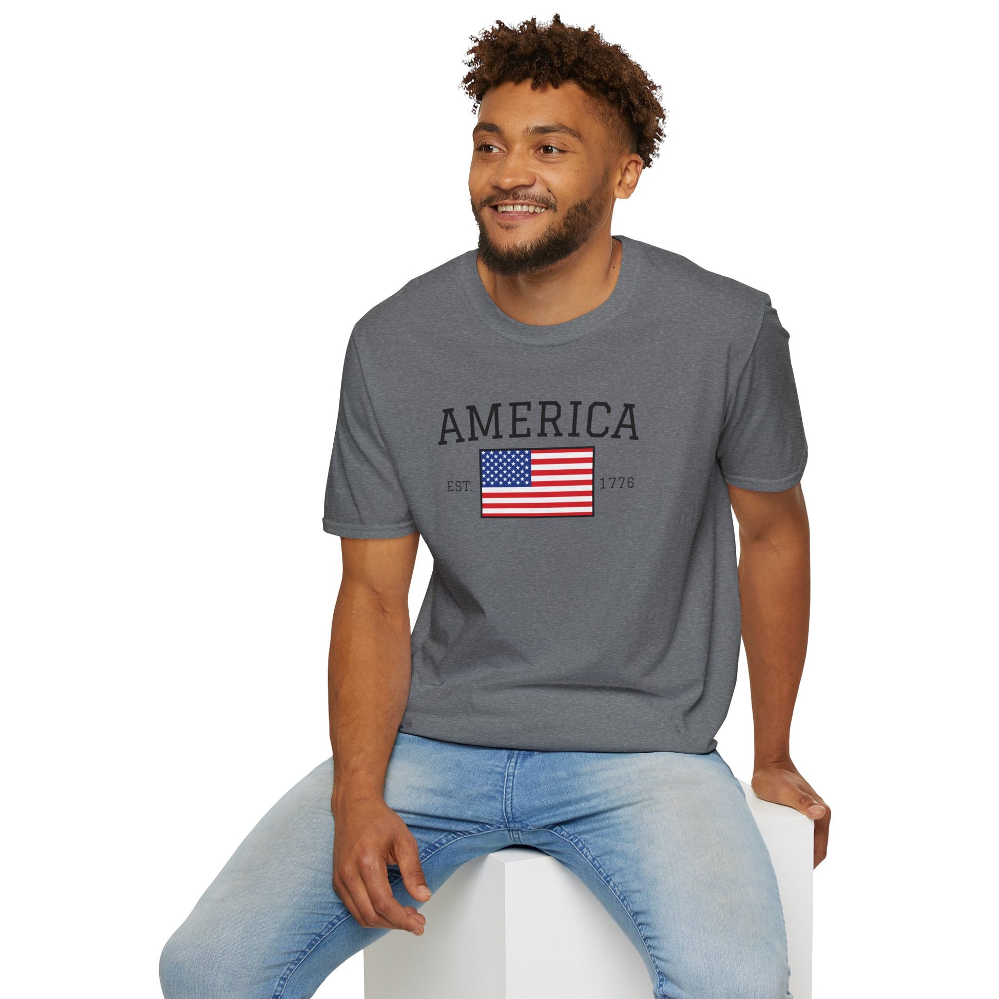 Unisex America T-Shirt – Est. 1776 Patriotic USA Flag Shirt by Freedom Flags - Freedom Flag Co.