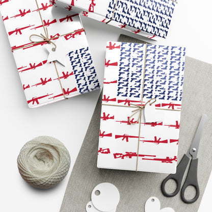 USA Flag Gun Pattern Wrapping Paper – Patriotic American Gift Wrap for Holidays & Special Occasions