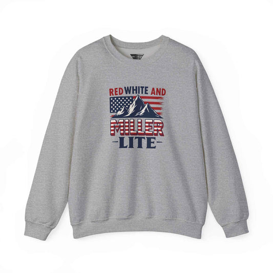 Red, White & Miller Lite Crewneck – Patriotic Beer Sweatshirt