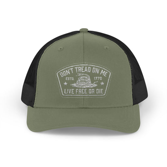Live Free or Die Trucker Hat – Patriotic Snapback Mesh Cap