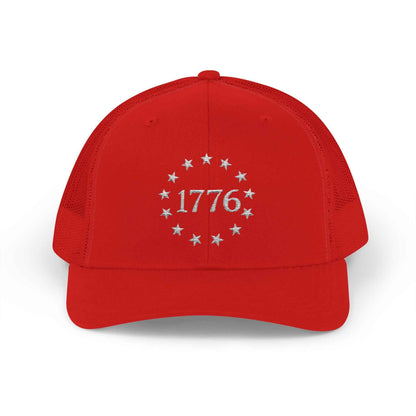 1776 Embroidered Trucker Hat – Patriotic Betsy Ross Stars Snapback Cap