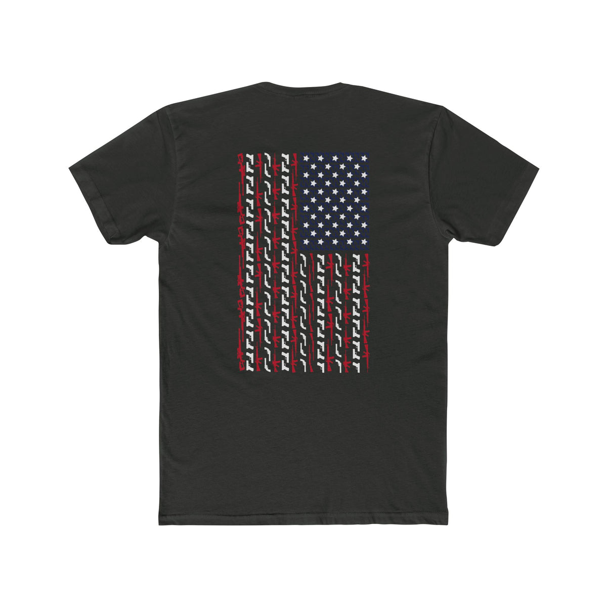 Freedom Loaded distressed Stars and Stripes crew tee product mockup