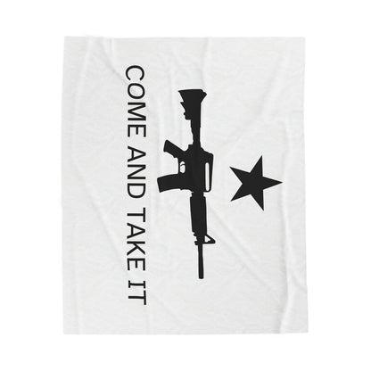 AR-15 Come and Take It Velveteen Plush Blanket – Patriotic Gun Rights Throw, Soft Cozy Couch & Bed Blanket