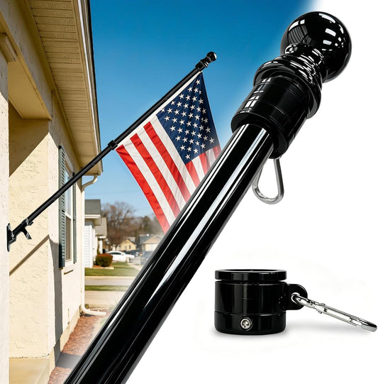6FT Stainless Steel Flagpole - Tangle-Free Outdoor Flagpole Kit Without Bracket