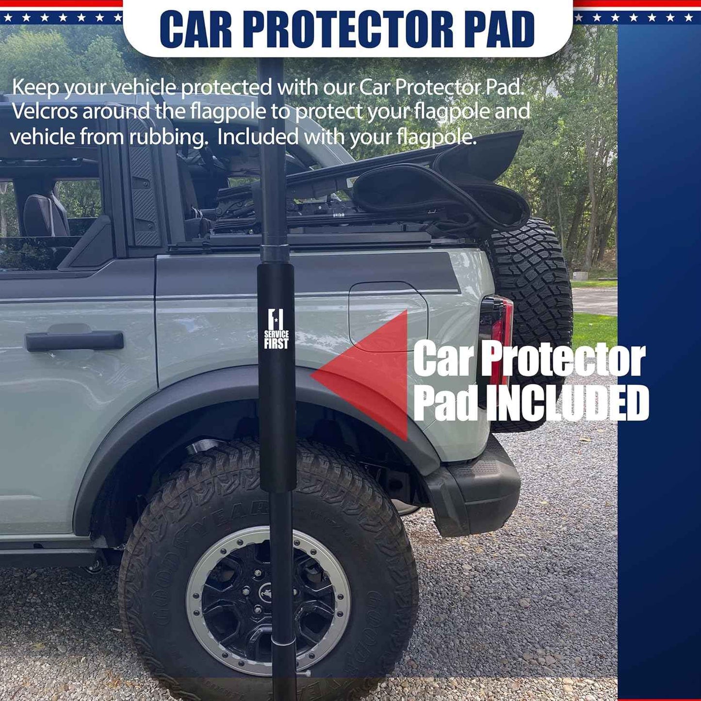 20FT Portable Tailgate Flag Pole Kit – Black Aluminum Flagpole with Stainless Steel Mount, Anti-Wrap Rings & Protective Foam Pad
