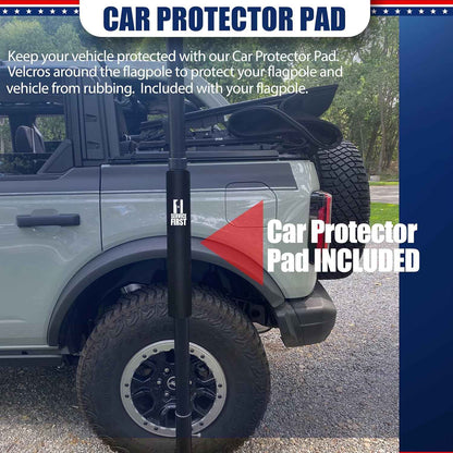 20FT Portable Tailgate Flag Pole Kit – Black Aluminum Flagpole with Stainless Steel Mount, Anti-Wrap Rings & Protective Foam Pad