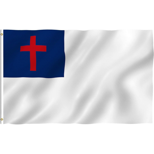 Flag with a red cross on a blue background