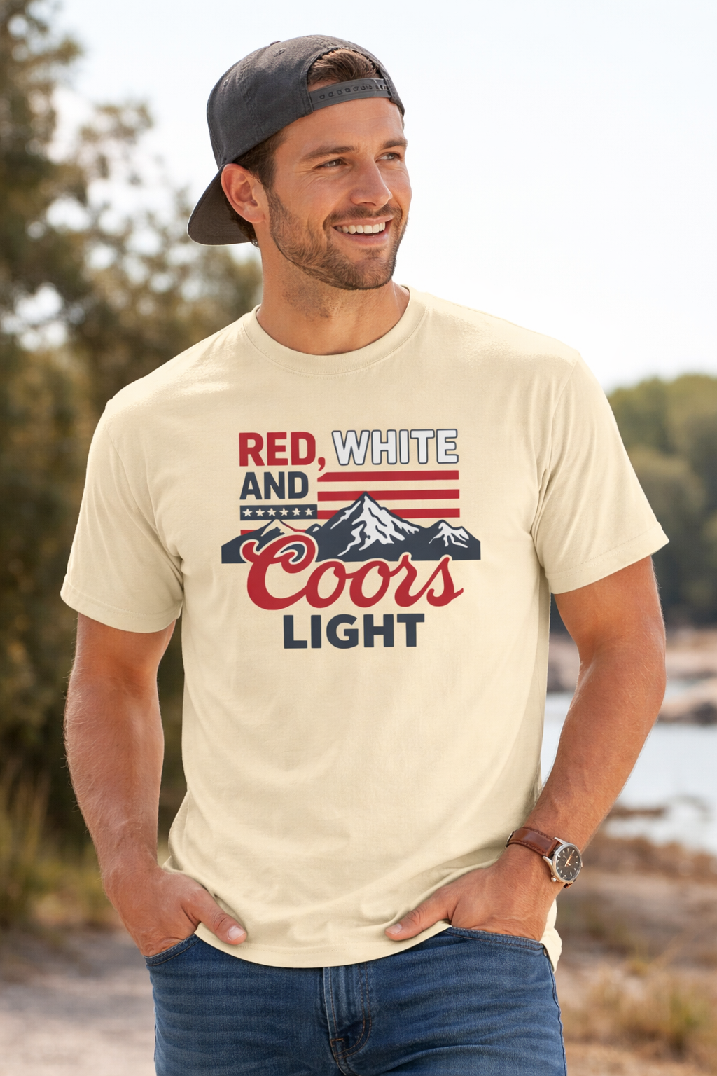 Red White Coors Light Beer Shirt for Summer Fun and Patriotic Celebrations