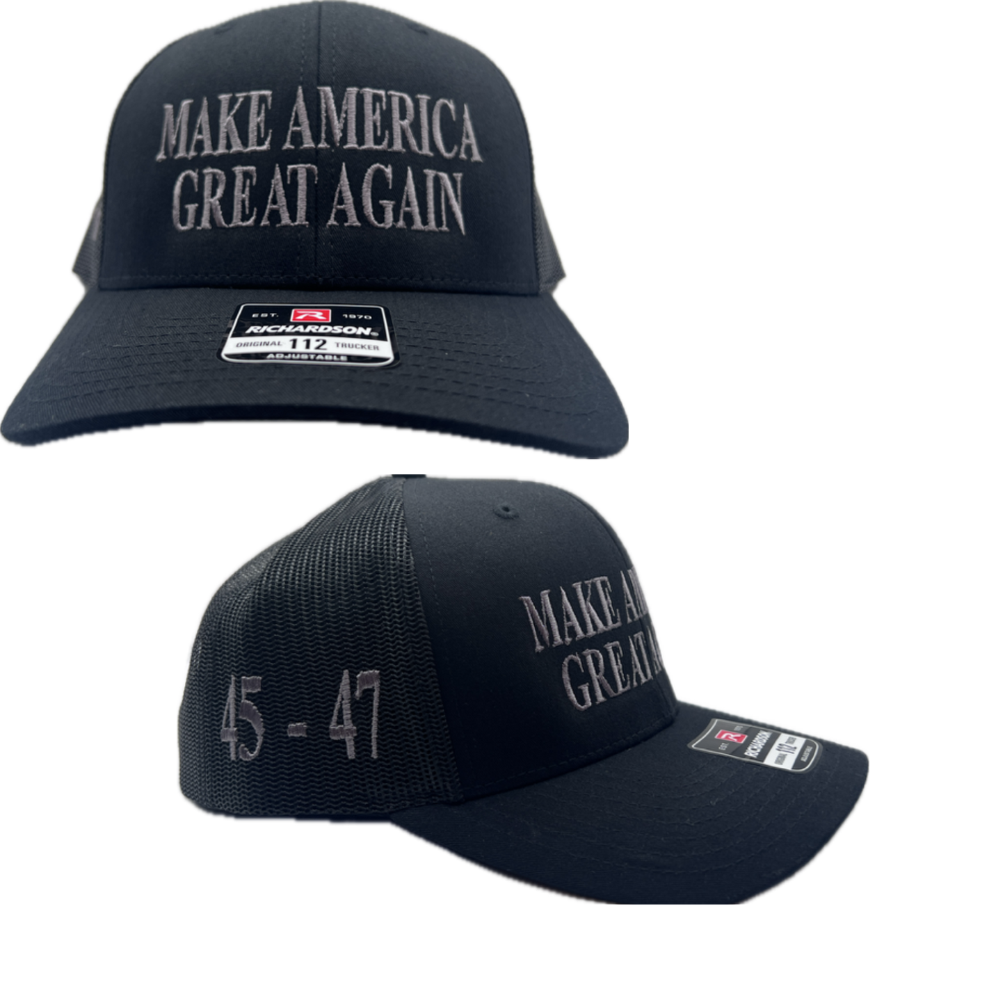 Dark MAGA Cap with sleek, understated design and bold embroidery, ideal for a modern patriotic statement.