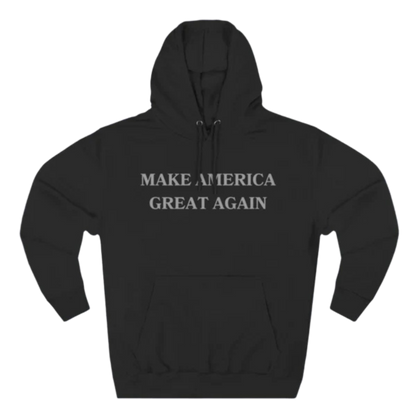 Dark MAGA Hoodie in black, featuring a bold and minimalist design, perfect for a stylish patriotic look.