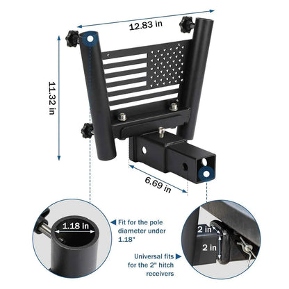 Dual Flag Pole Holder for Receiver Hitch – Durable Patriotic Display for Trucks & SUVs