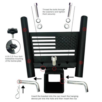 Dual Flag Pole Holder for Receiver Hitch – Durable Patriotic Display for Trucks & SUVs