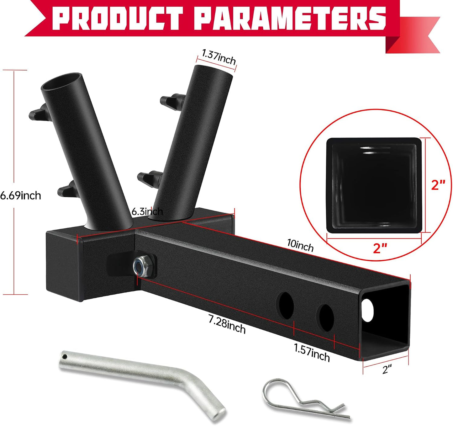 Dual Flag Pole Holder for Receiver Hitch - Durable Patriotic Display for Trucks & SUVs