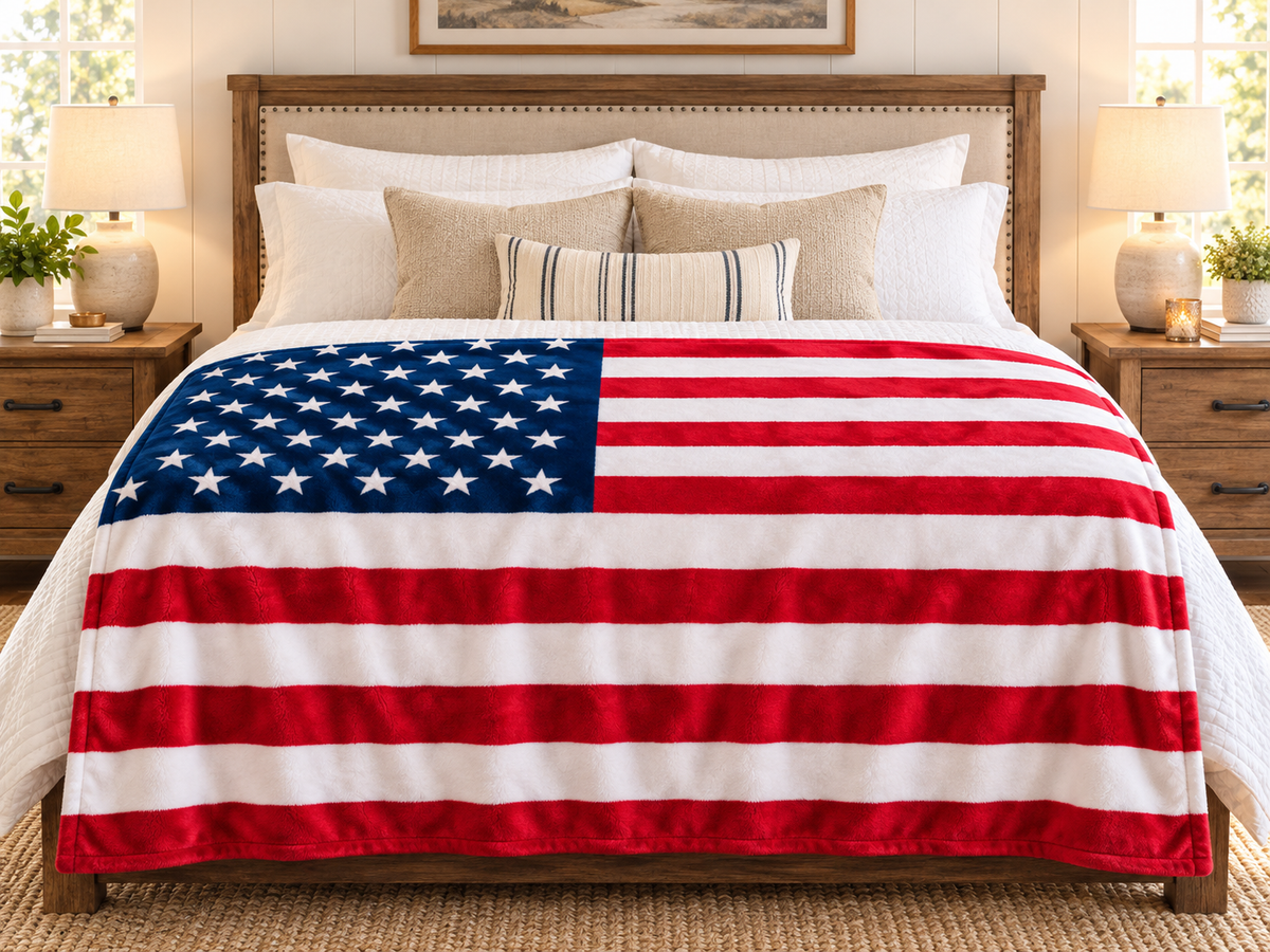 American Flag Blanket – Soft Plush Patriotic Throw