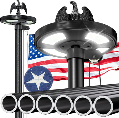 Premium Heavy Duty Flag Pole for Outside House,12 Gauge Extra Thick Aluminum Flagpole with 3x5 American Flag Outdoor, Inground Flag Pole Pole Kit for Residential Commercial