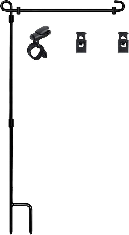 Garden Flag Stand, Premium Garden Flag Pole Holder Metal Powder-Coated Weather-Proof Paint with one Tiger Clip and two Spring Stoppers without flag - Freedom Flag Co.