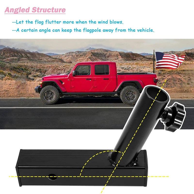 Hitch Mount Flagpole Holder – For Jeep, SUV, RV, Pickup, Camper, and Trailer