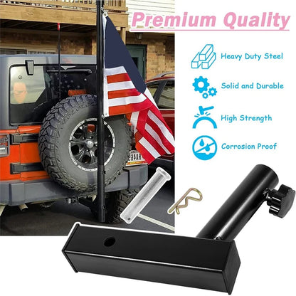 Hitch Mount Flagpole Holder – For Jeep, SUV, RV, Pickup, Camper, and Trailer