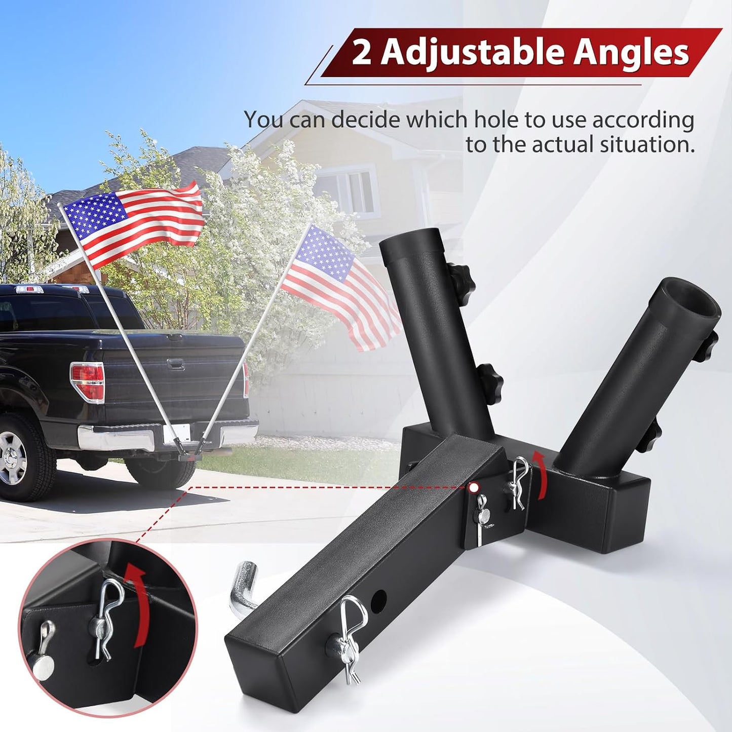 Dual Flag Pole Holder for Receiver Hitch - Durable Patriotic Display for Trucks & SUVs