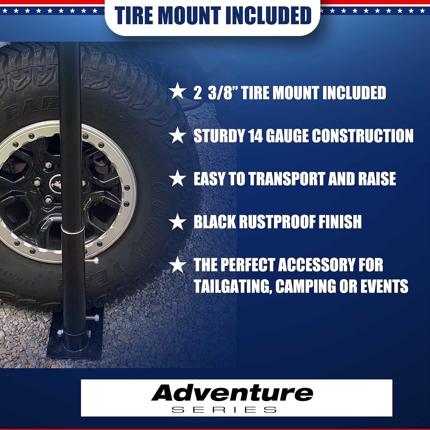 20FT Portable Tailgate Flag Pole Kit – Black Aluminum Flagpole with Stainless Steel Mount, Anti-Wrap Rings & Protective Foam Pad