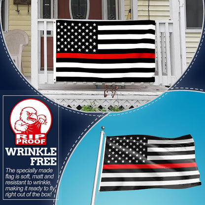 3' x 5' Rip-Proof Double-Sided 3-Ply Thin Red Line American Flag | Heavy-Duty Outdoor Flag