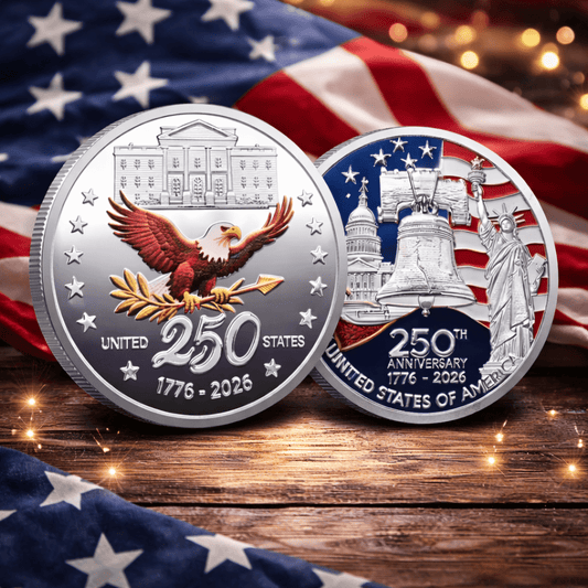 America 250th Anniversary Commemorative Challenge Coin - Silver Plated