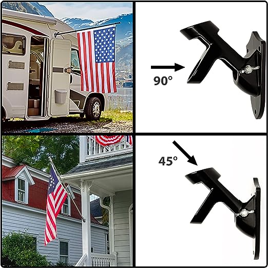 Flag Pole Kit for House - 6FT Residential / Commercial Outdoor Flagpole with Bracket, 2 No-Tangle Ball&nbsp;Bearing Rings