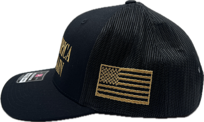 Premium Black/Gold MAGA Cap – Richardson 112 Edition