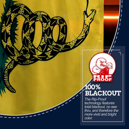Black snake design on a yellow and blue background with Rip-Proof branding.