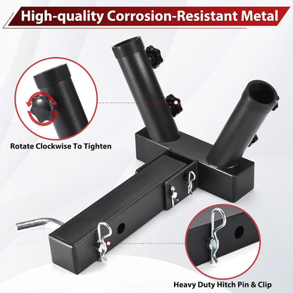 Dual Flag Pole Holder for Receiver Hitch - Durable Patriotic Display for Trucks & SUVs