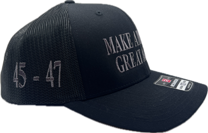 Dark MAGA Cap with sleek, understated design and bold embroidery, ideal for a modern patriotic statement.