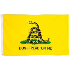 Don't Tread On Me Flag – 3x5 ft (Premium Polyester) Yellow with Snack Sign