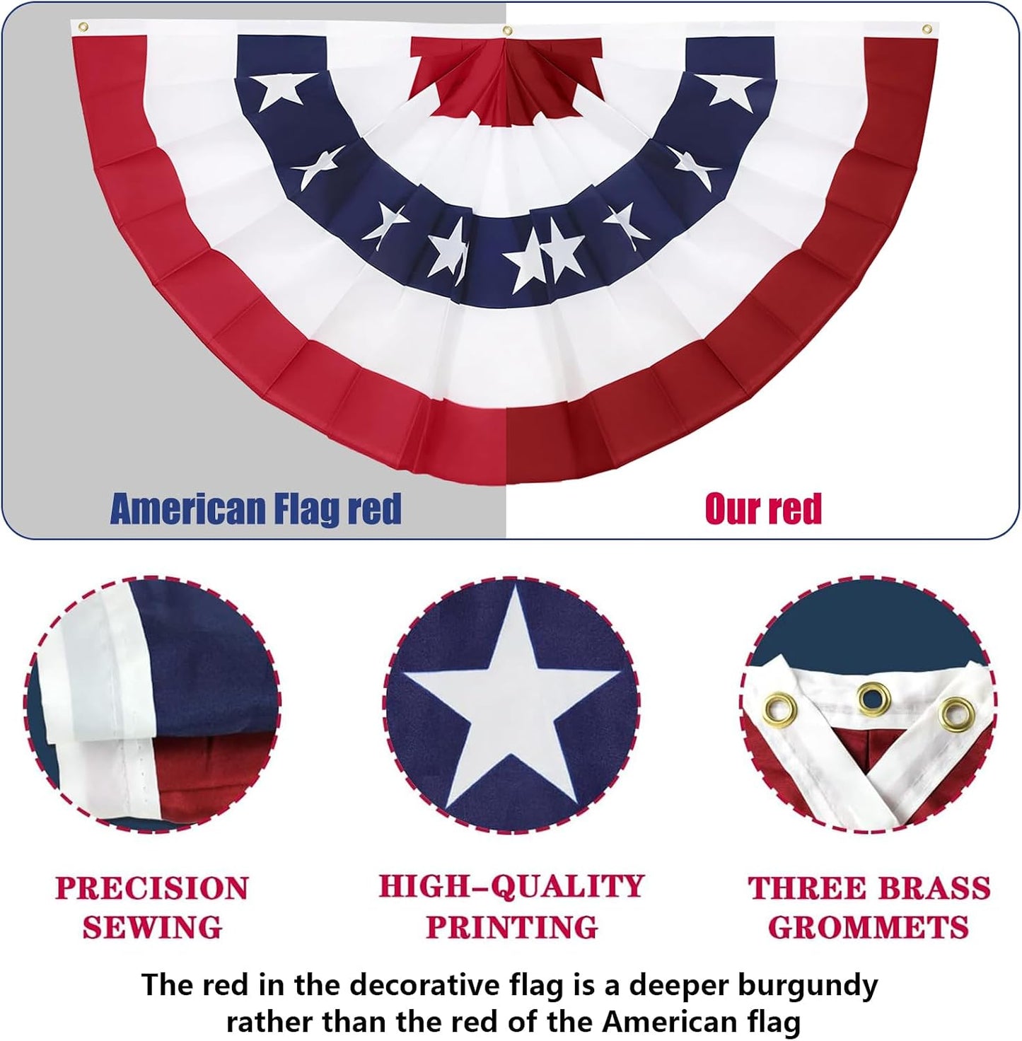 American Pleated Fan Flag – Patriotic Half Fan Bunting for America 250 Celebrations
