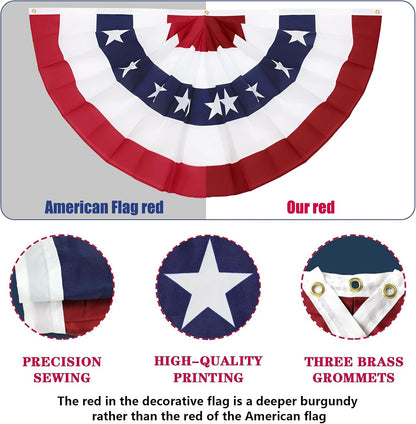American Pleated Fan Flag – Patriotic Half Fan Bunting for America 250 Celebrations
