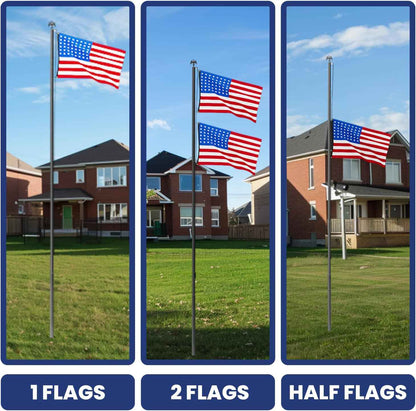 Premium Heavy Duty Flag Pole for Outside House,12 Gauge Extra Thick Aluminum Flagpole with 3x5 American Flag Outdoor, Inground Flag Pole Pole Kit for Residential Commercial